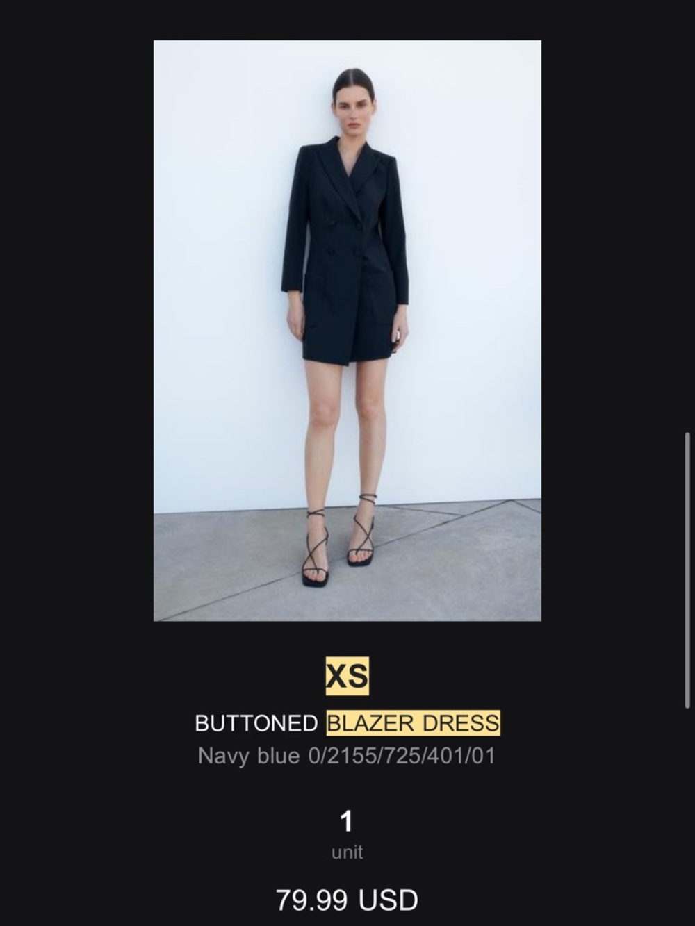 Zara Navy Blazer Dress